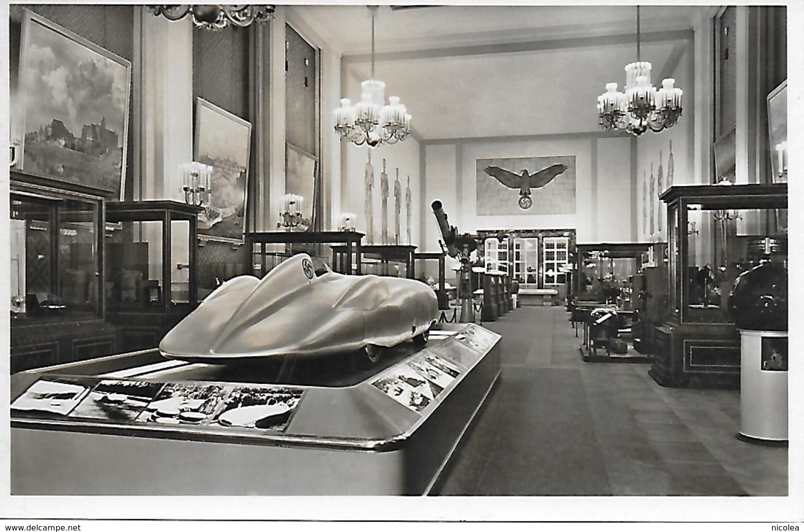 Mercedes Benz Voiture De Course 1936 Carte Photo Exposition Internationale Paris 1937 Le Pavillon Allemand  Symbole ! - Autres & Non Classés