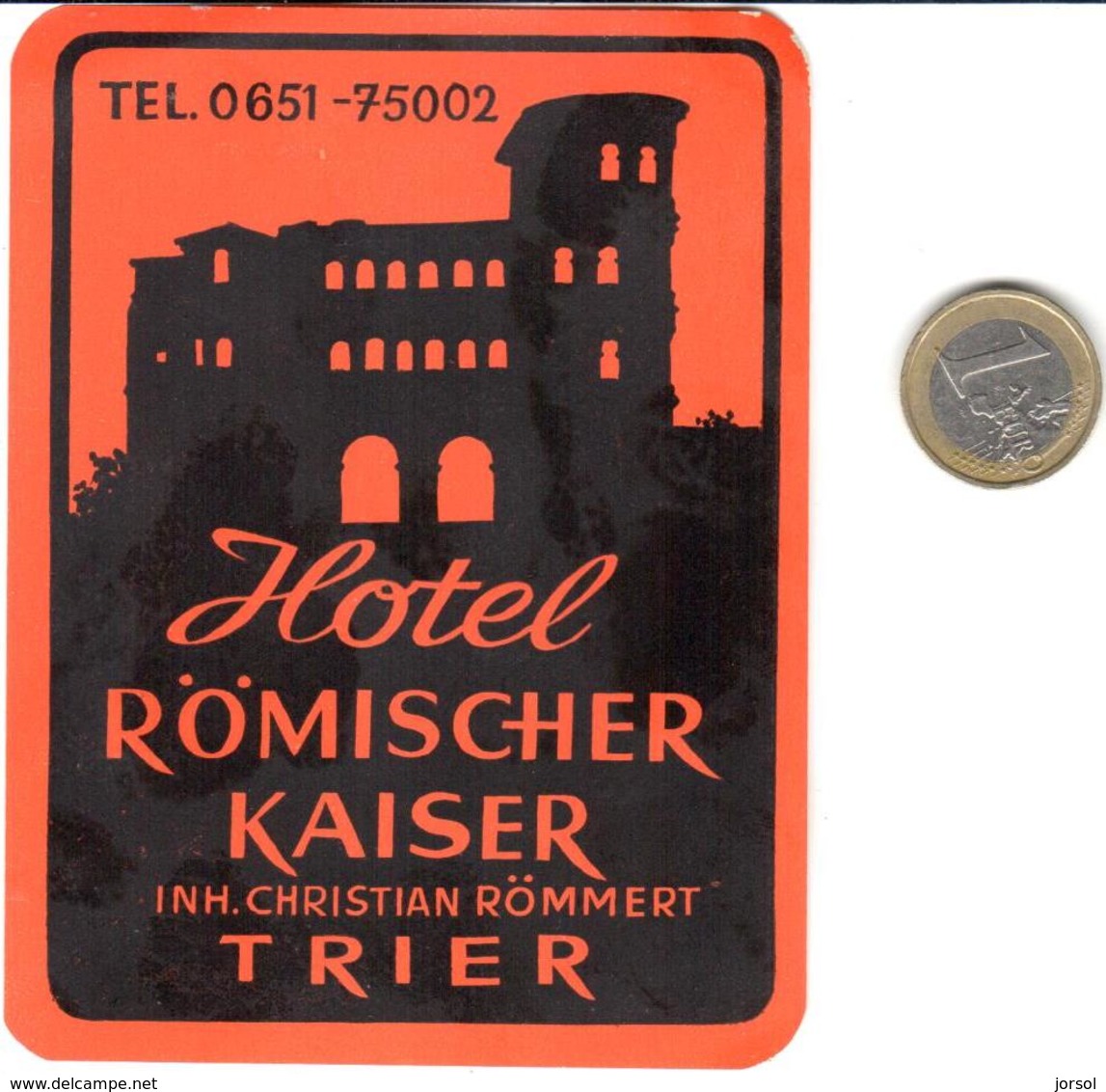 ETIQUETA DE HOTEL  - HOTEL RÖMISCHER KAISER  -TRIER  -ALEMANIA - Hotel Labels