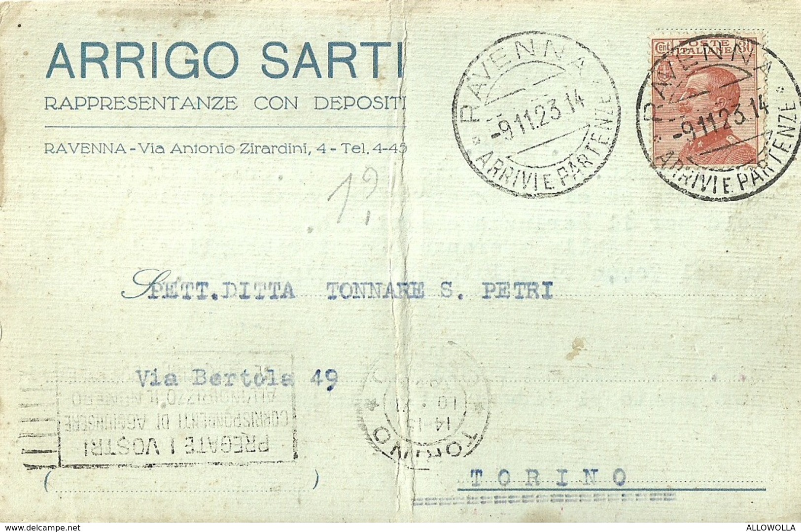 2960 " ARRIGO SARTI-RAPPRESENTANZE CON DEPOSITO-RAVENNA " CART. ORIG. SPED. - Händler