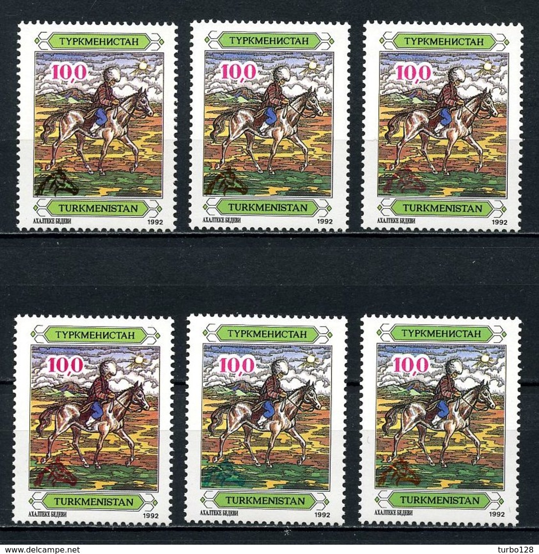 Turkménistan 1993 N° 13/18 ** Neufs MNH  Superbes Chevaux Horses Cavalier Costume Traditionnel Culture - Turkménistan