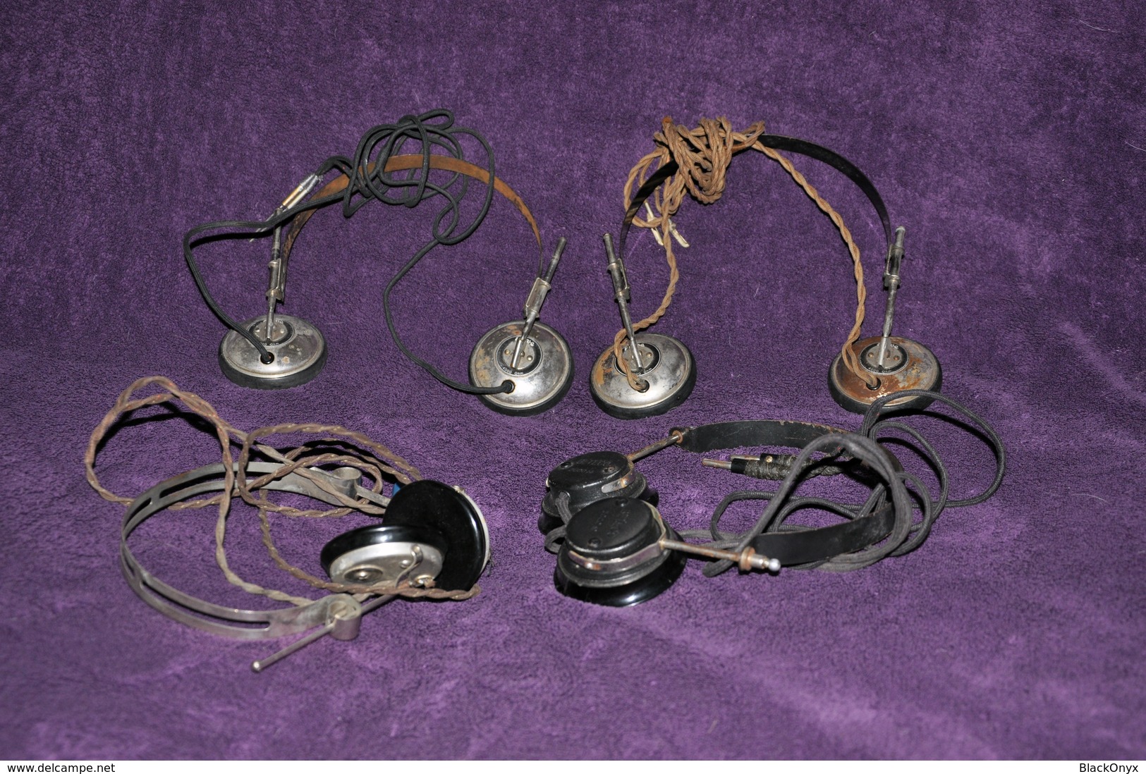 OLD MILITARY HEADPHONES / MILITARIA KOPFHÖRER  4 PCS / STÜCKE - Sonstige & Ohne Zuordnung