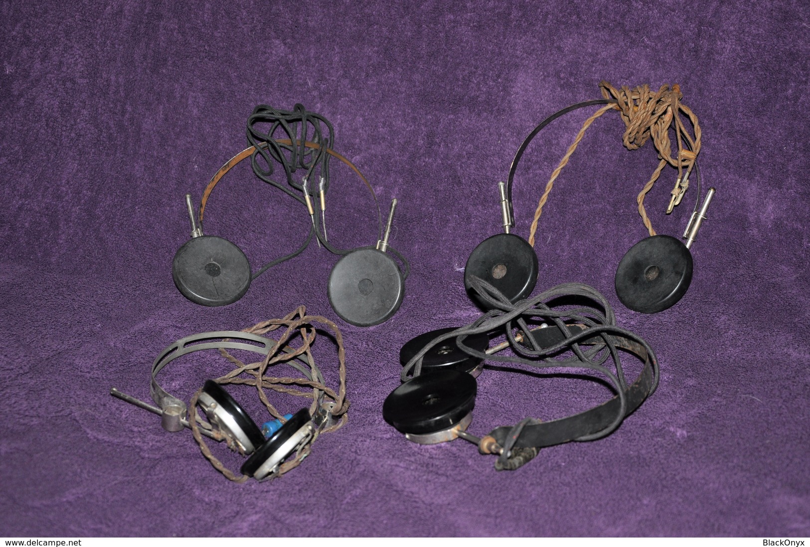 OLD MILITARY HEADPHONES / MILITARIA KOPFHÖRER  4 PCS / STÜCKE - Sonstige & Ohne Zuordnung