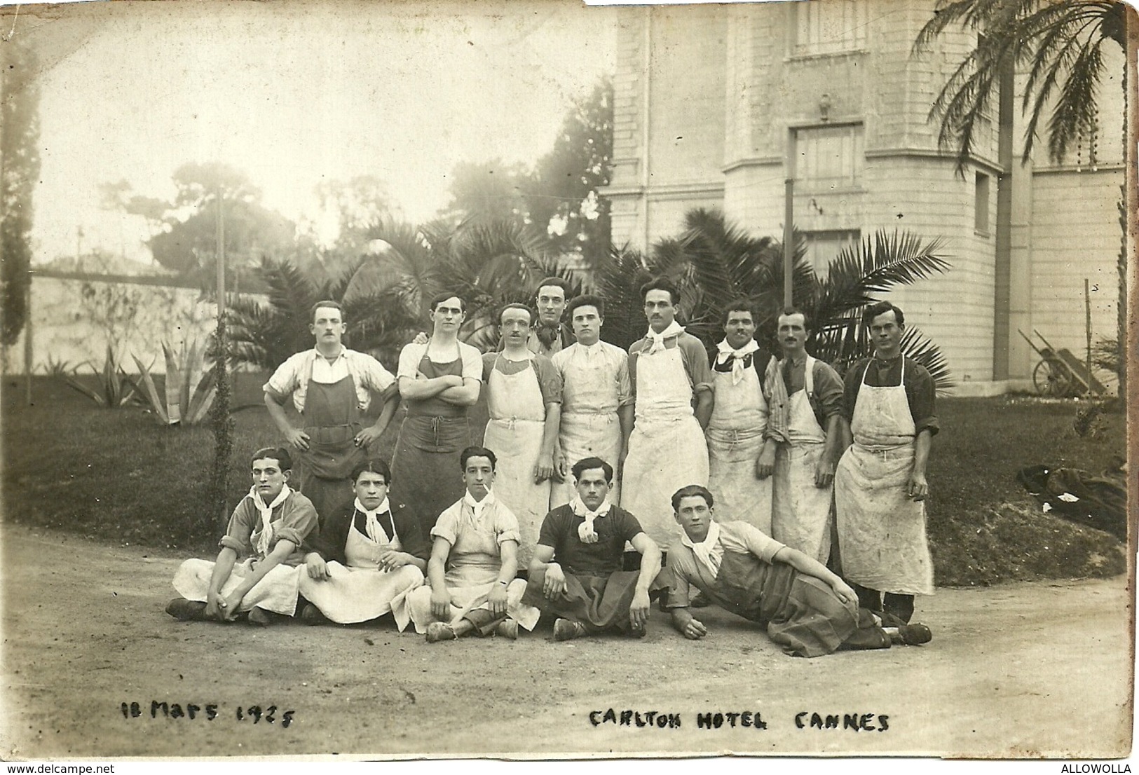 2963 " CARLTON HOTEL CANNES - FOTO DI GRUPPO DEL PERSONALE - 10 MARZO 1925 " FOTO ORIGINALE - Persone Identificate