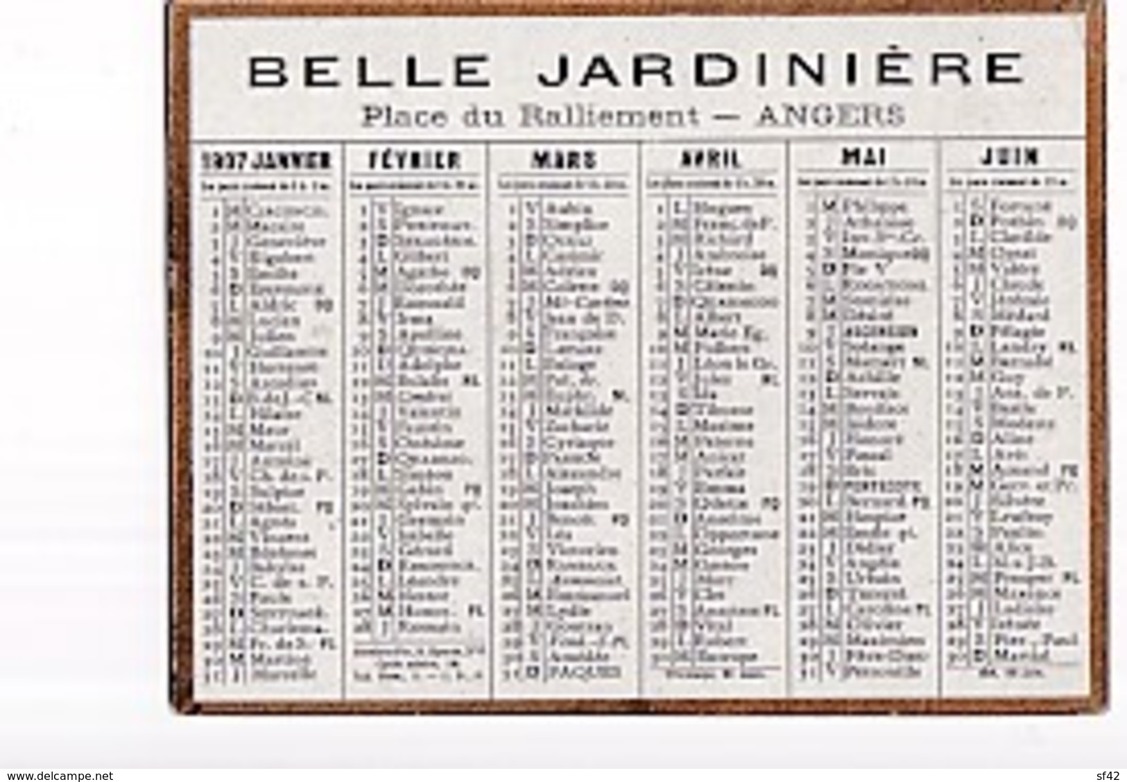 CALENDRIER    1907     LA BELLE JARDINIERE   . ANGERS.   DORE SUR TRANCHE - Kleinformat : 1901-20