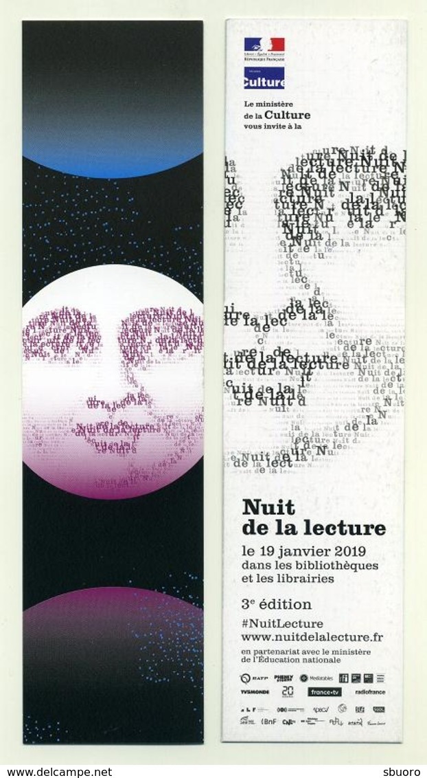 Marque-page - 3ème édition De La Nuit De La Lecture - 2019 - Ministère De La Culture - Bookmarks