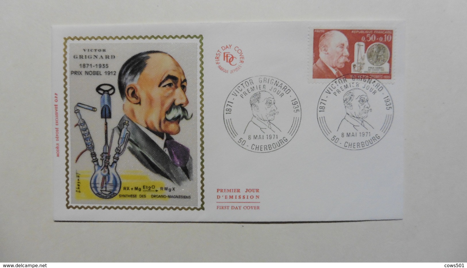 France :FDC :1 Er Jour : Victor Grignard  1971  N° 1675 : 1 Enveloppe - 1970-1979