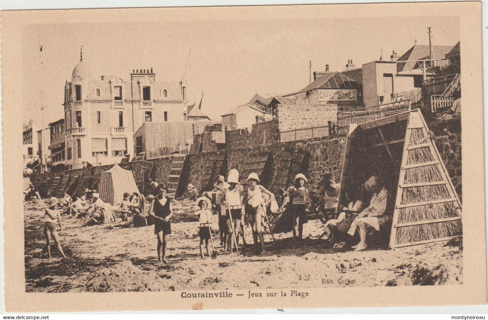 Manche :  COUTAINVILLE ;  Jeux  De  Plage   ( écrite Sur  Place  1937 ) - Sonstige & Ohne Zuordnung