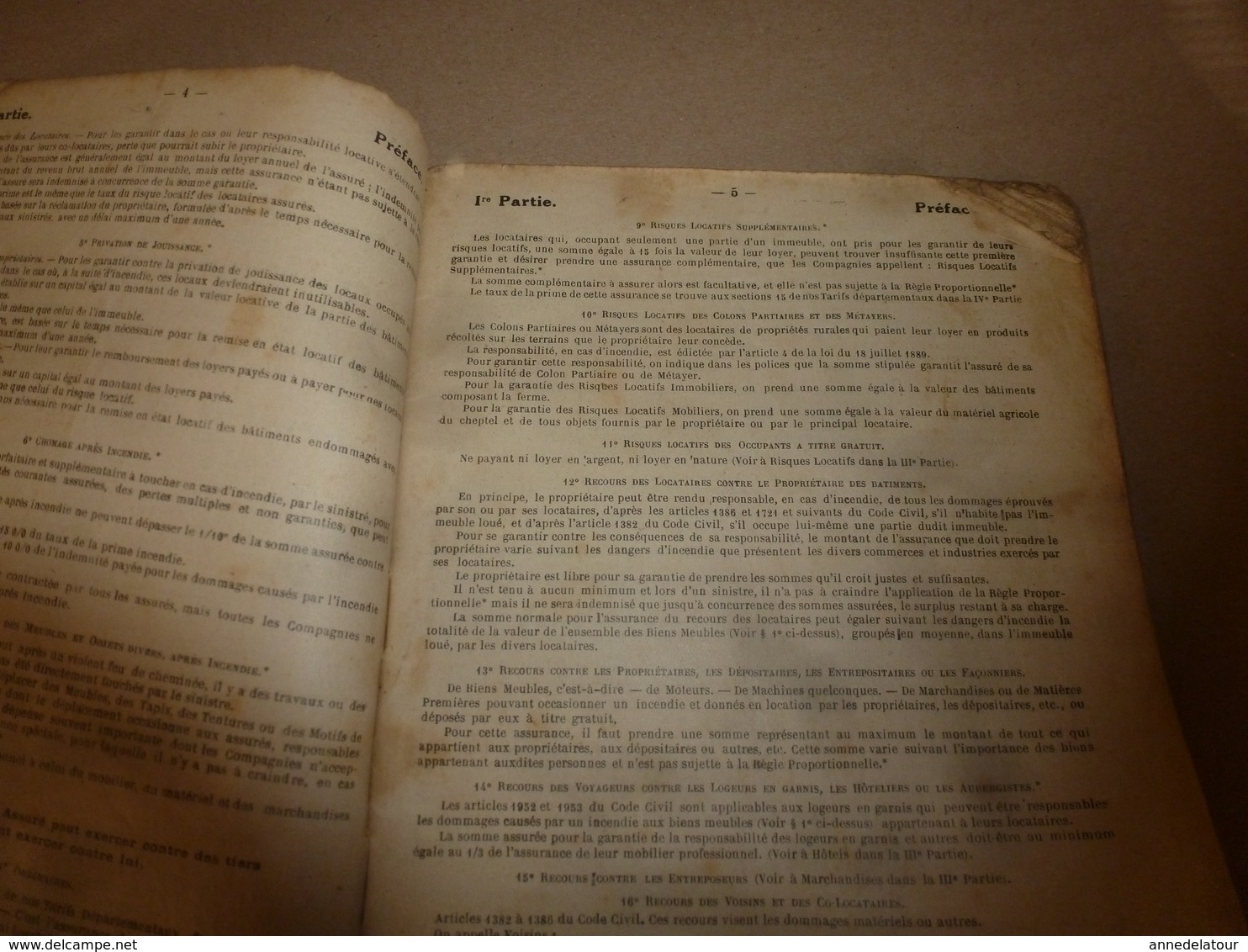 1929 LE PATRIMOINE :Tarifs INCENDIE  Risques Pour FRANCE-ALGERIE-TUNISIE-MAROC  Edition  Le Chartier & Dardonville - Banque & Assurance