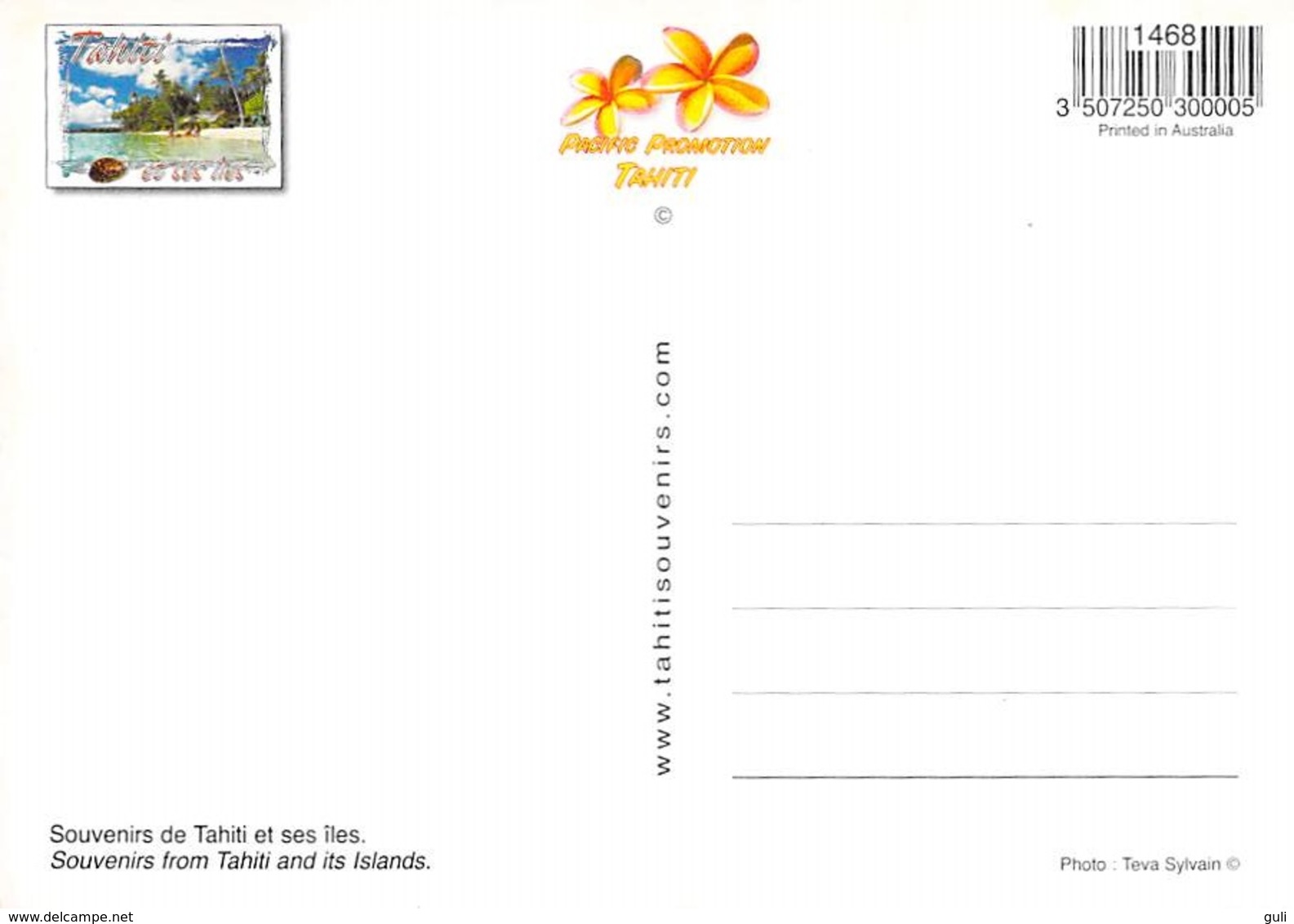 Polynésie Française SOUVENIRS De TAHITI Et Ses îles (coquillage) (BV)  (TEVA SYLVAIN  1468 Tahiti )*PRIX FIXE - Polynésie Française