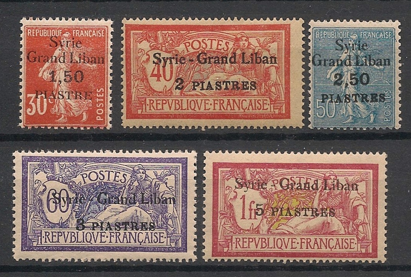 Syrie - 1923 - N°Yv. 95 - 96 - 97 - 98 - 99 - 5 Valeurs - Neuf Luxe ** / MNH / Postfrisch - Unused Stamps