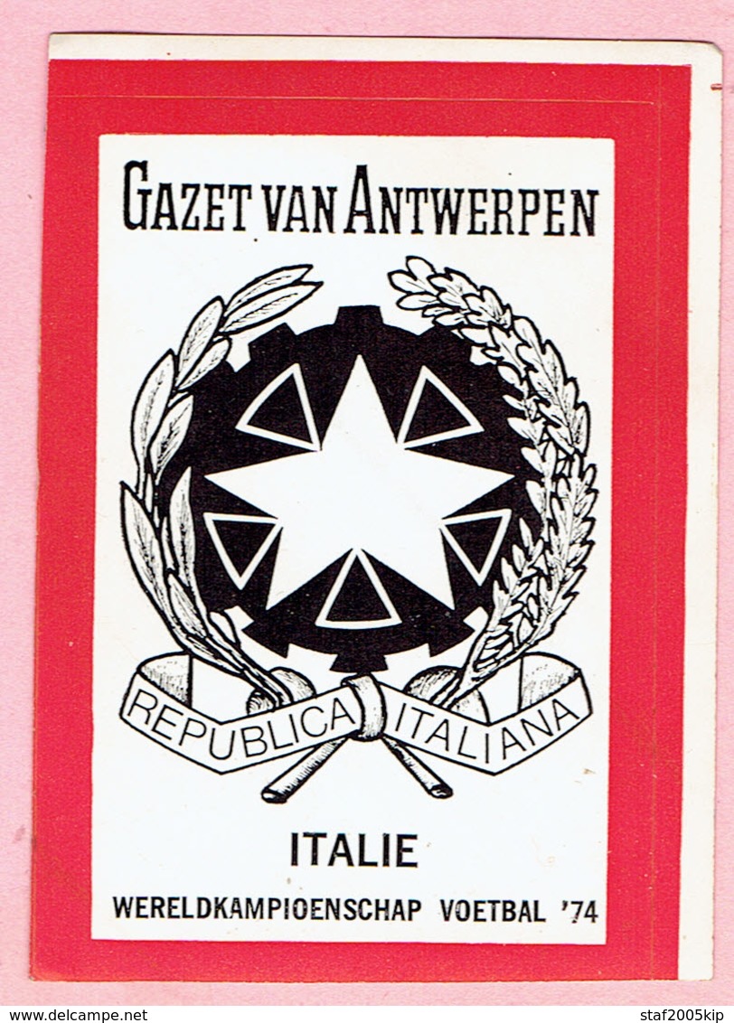 Sticker - Wereldkampioenschap Voetbal 1974 - G.V.A. - ITALIE - Autocollants