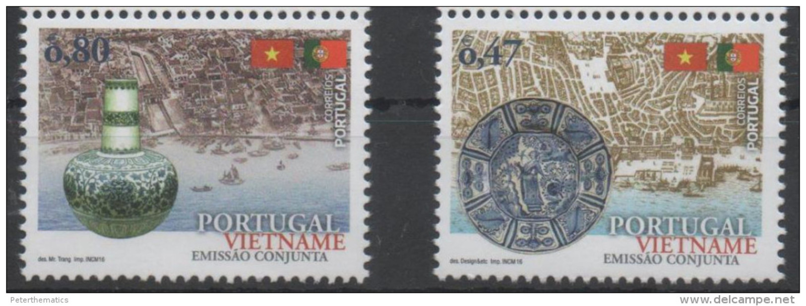 PORTUGAL , 2016, MNH, JOINT ISSUE WITH VIETNAM, SHIPS, VASES, ARCHAEOLOGY,2v - Joint Issues