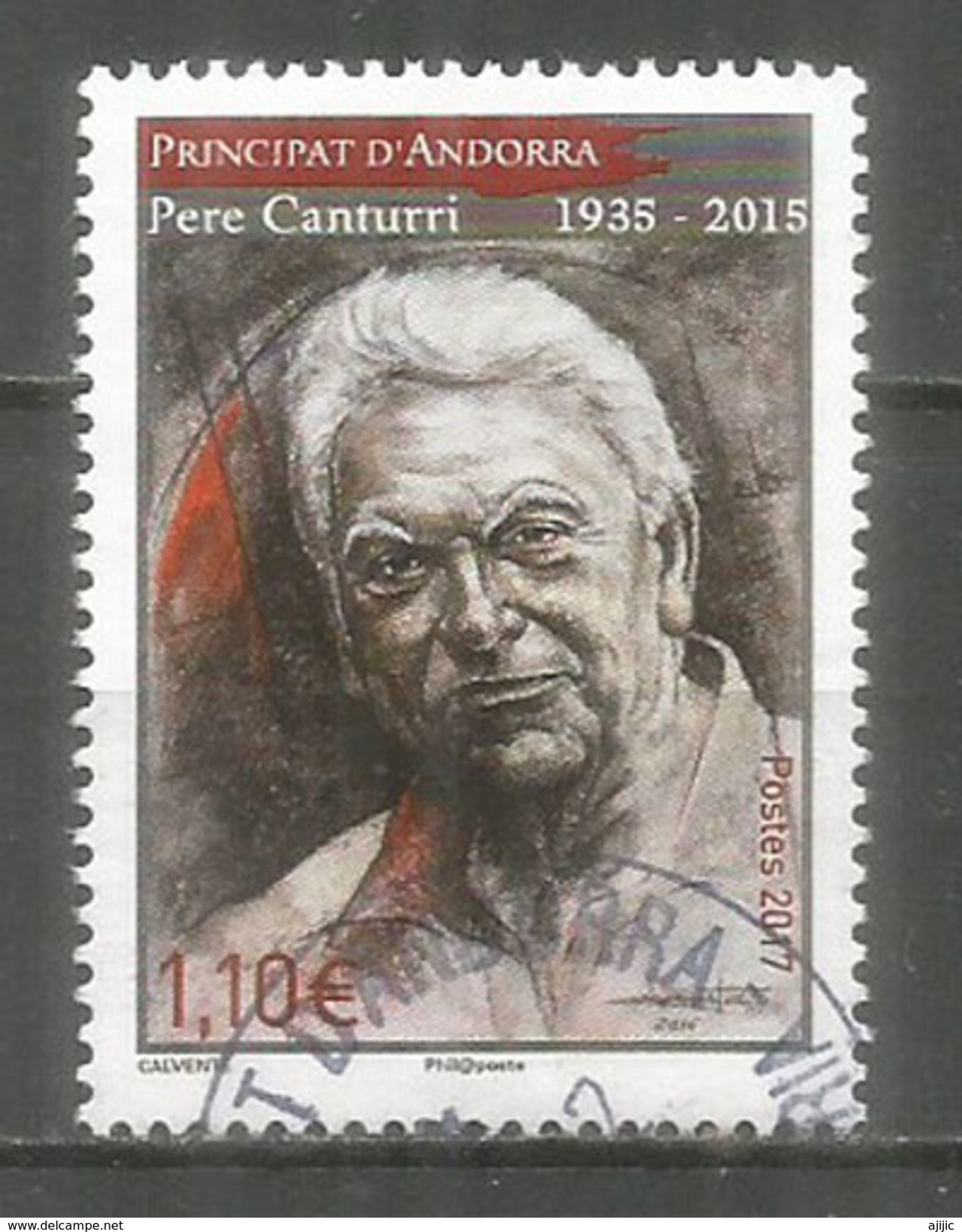 Pere Canturri (Ethnographe De La Culture Et Des Traditions Andorranes), Un Timbre Oblitéré 1 ère Qualité - Used Stamps