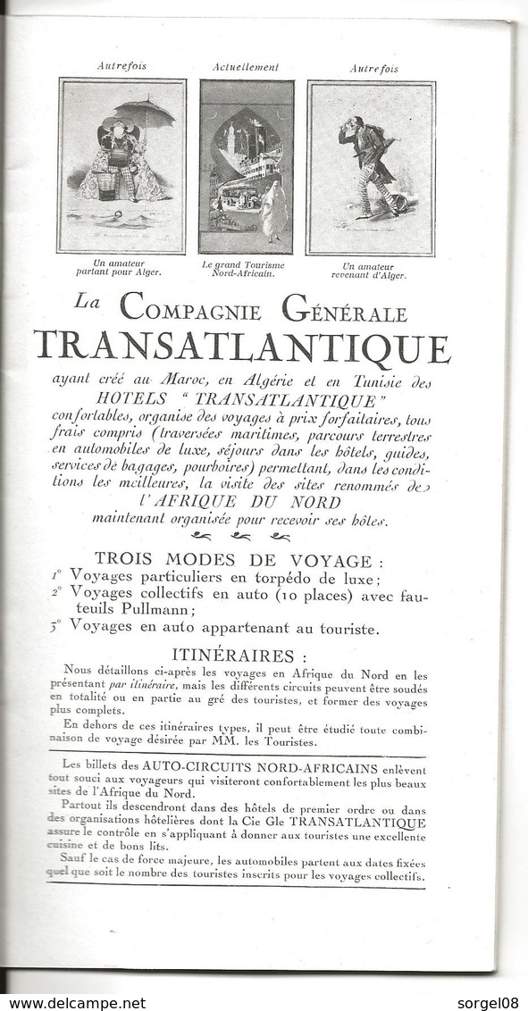 Livret Compagnie Générale Transatlantique MAROC ALGERIE TUNISIE 36 Pages Croisière Paquebot  Bateau - Dépliants Touristiques