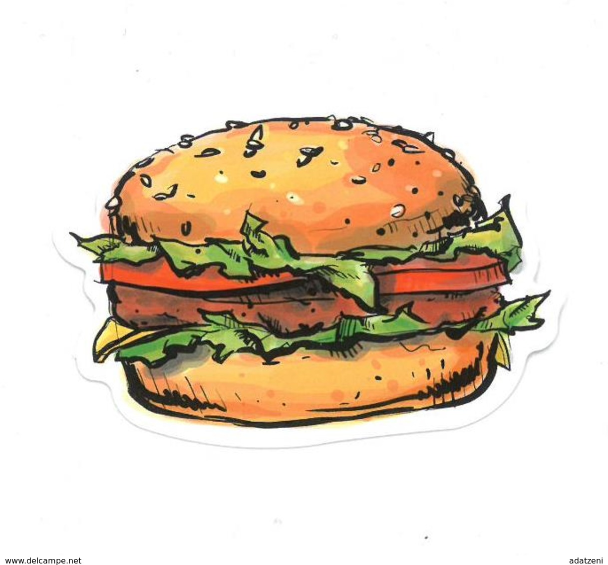 Adesivo Calcomania Sticker Hamburger Panino Dimensioni Cm 7x5 Circa Forma Segue Silhouette Figura - Altri & Non Classificati