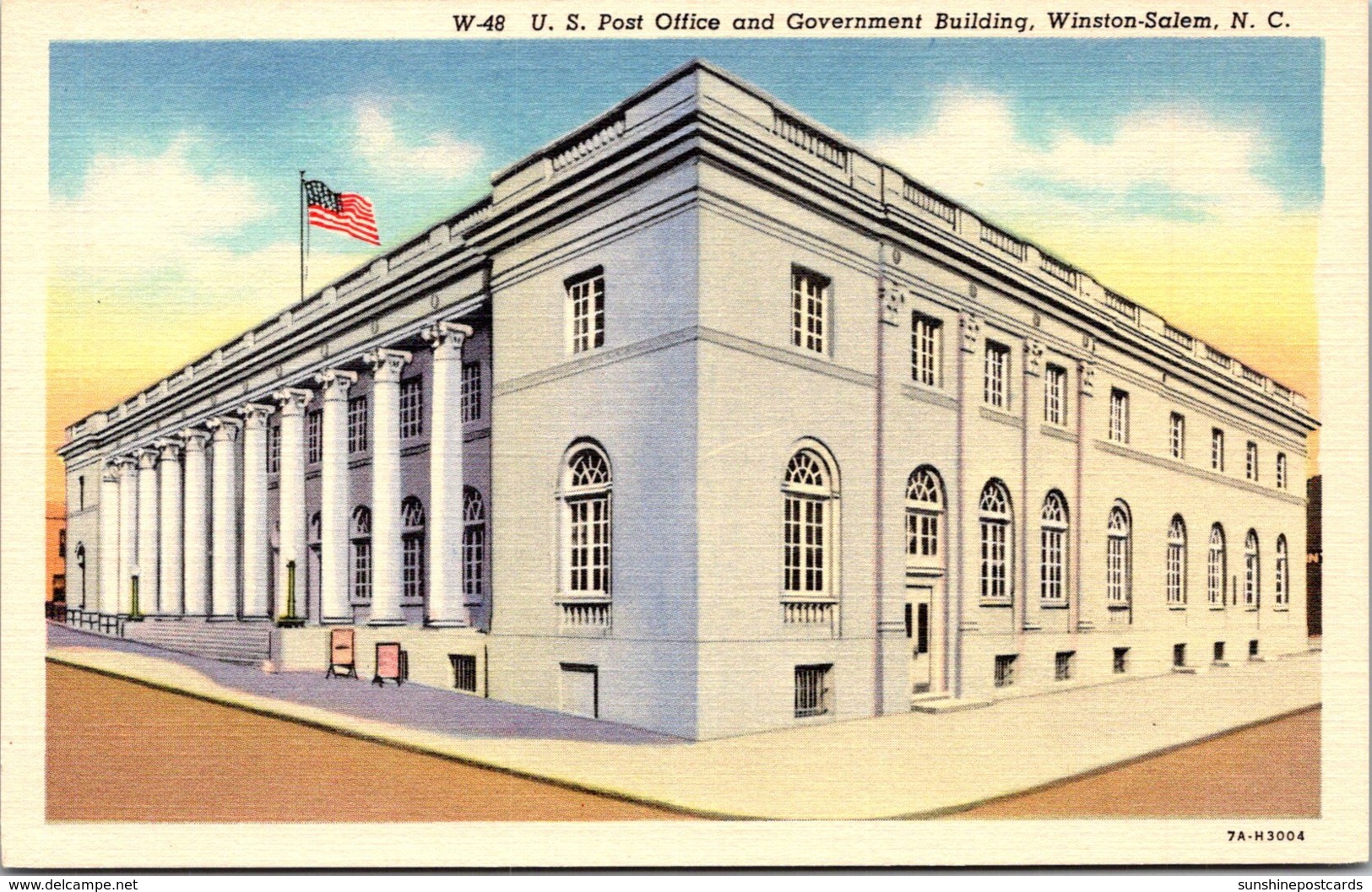 North Carolina Winston Salem Post Office And Government Building Curteich - Winston Salem