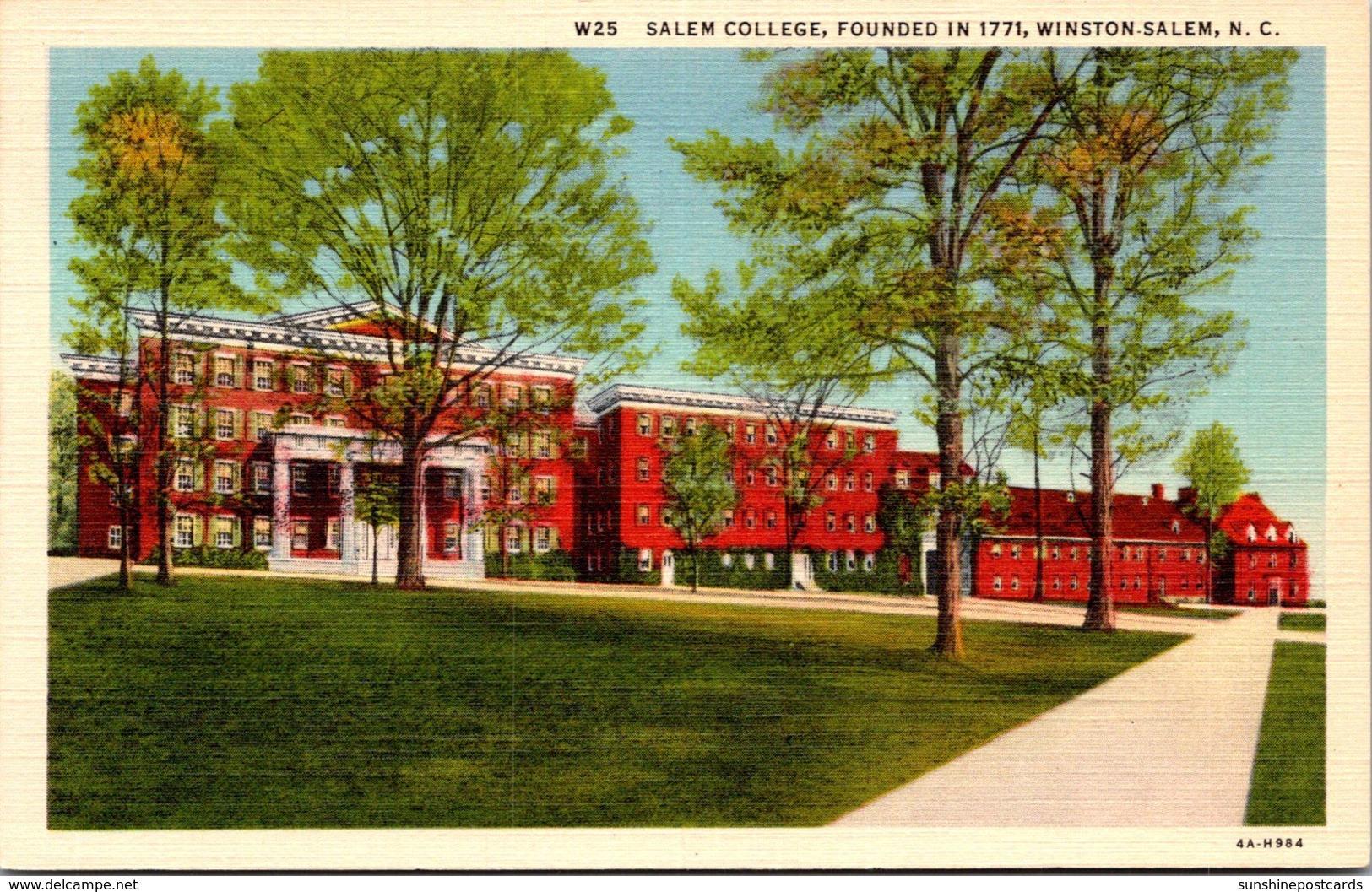 North Carolina Winston Salem View Of Salem College 1952 Curteich - Winston Salem