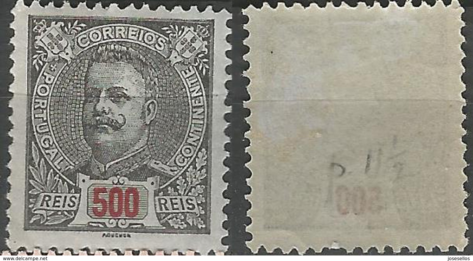 PORTUGAL D. Carlos -500r-1895- Porcelana- Afinsa 139- MH- Excellent - Nuevos