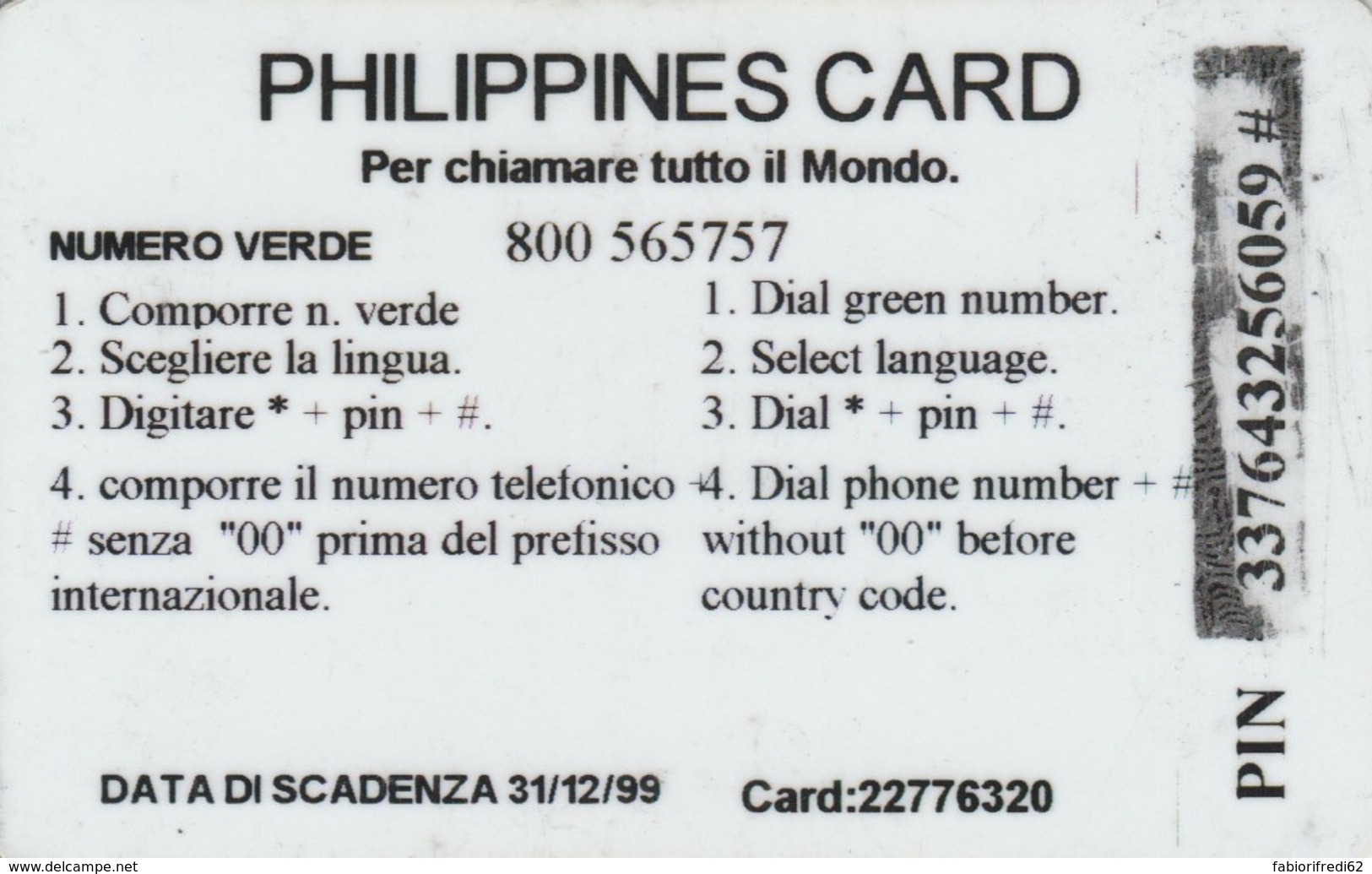 PREPAID PHONE CARD ITALIA  (PM191 - Cartes GSM Prépayées & Recharges