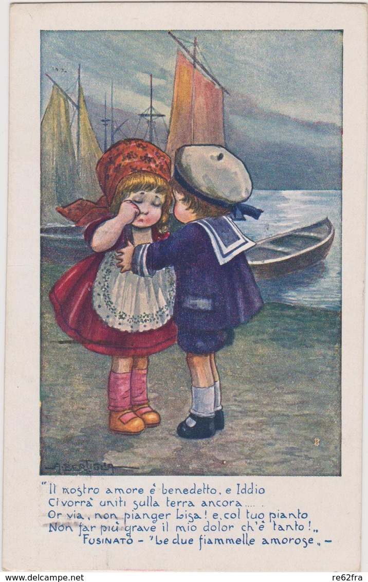 Cartolina Illustrata BERTIGLIA, Saluti Del Marinaio  - F.p.  - Anni  '1910 - Bertiglia, A.