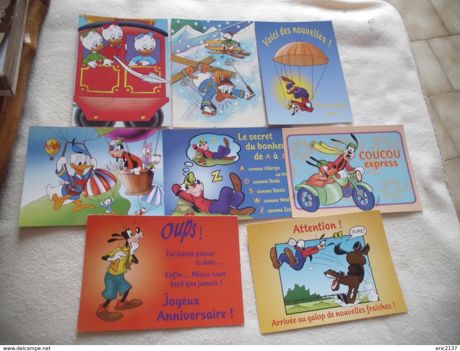 LOT DE 8 CARTES ...DISNEY ..DINGO ...DONALD... - 5 - 99 Cartoline