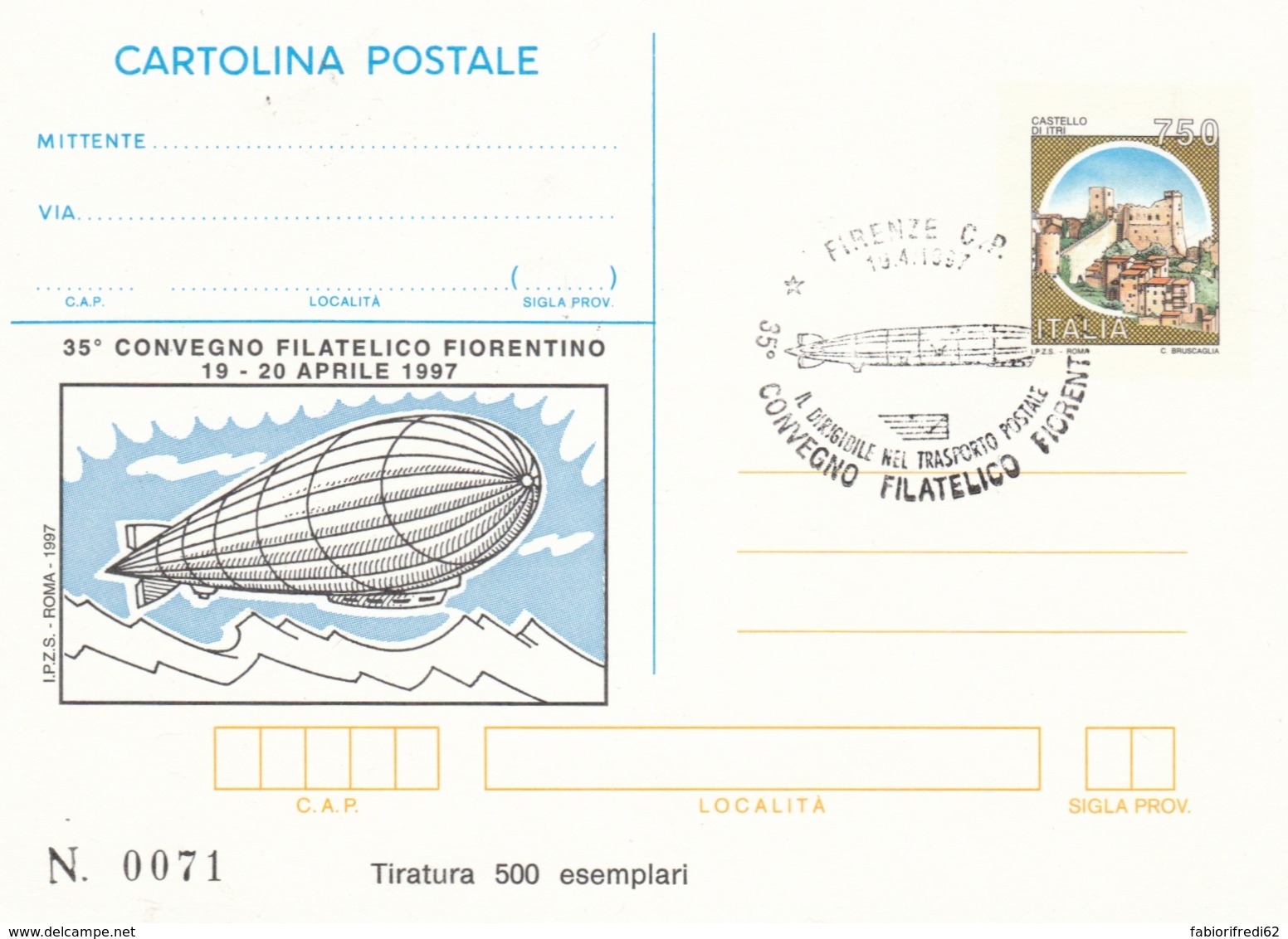 INTERO POSTALE 1997 DIRIGIBILE -ANNULLO SPECIALE -TIR 500 (LV758 - Interi Postali