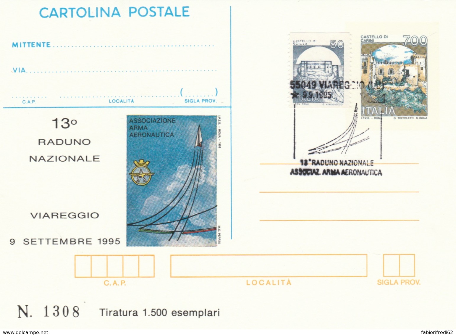 INTERO POSTALE 1995 VIAREGGIO ANNULLO SPECIALE TIR 1500 (LV765 - Interi Postali