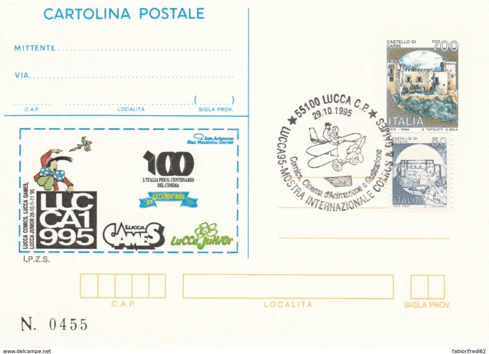 INTERO POSTALE 1995 LUCCA GAMES ANNULLO SPECIALE TIRATURA LIMITATA (LV766 - Interi Postali