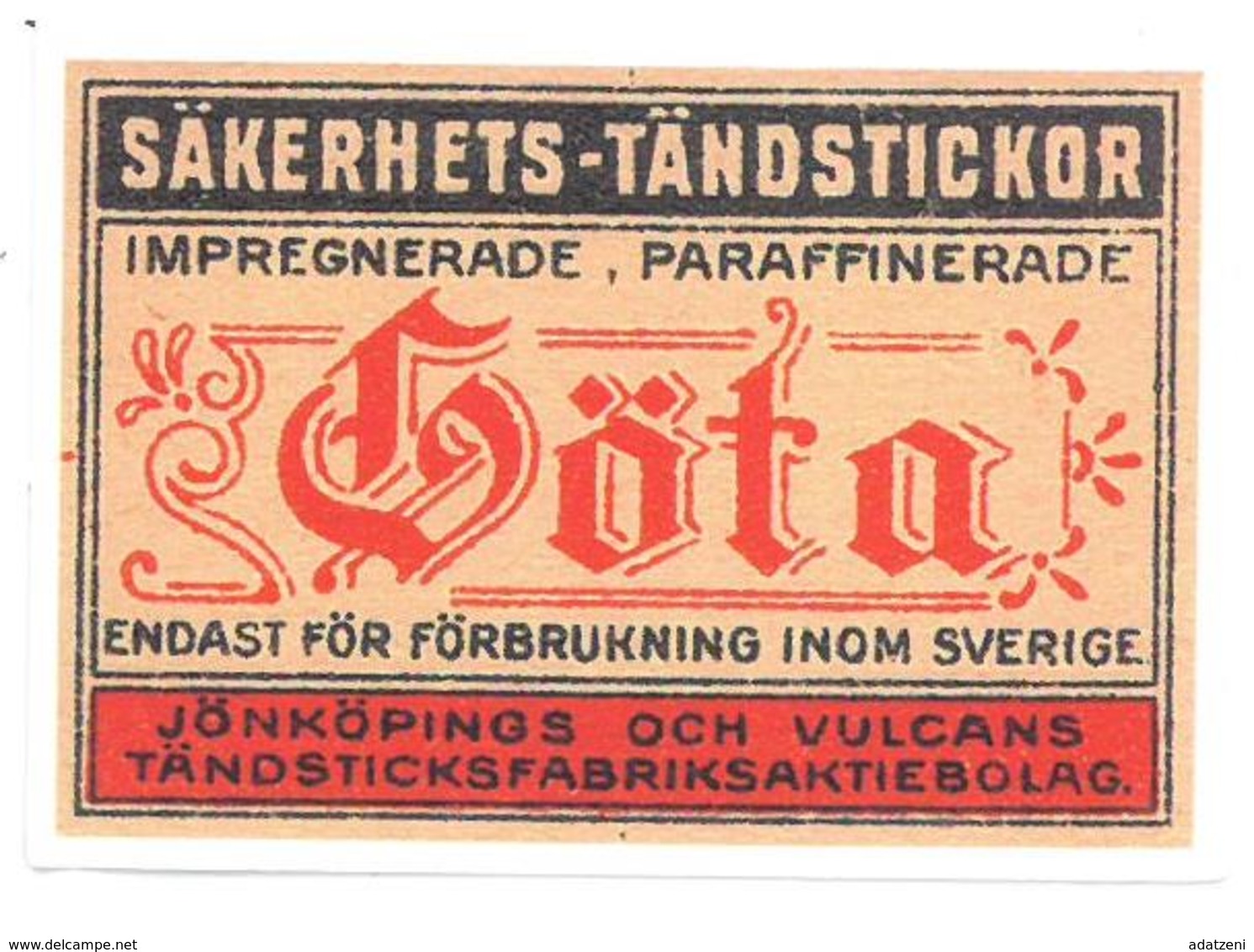 Adesivo Calcomania Sticker Göta Säkerhets Tändstickor Sverige Dimensioni Cm 7,5x5 Circa Forma Rettangolare - Altri & Non Classificati