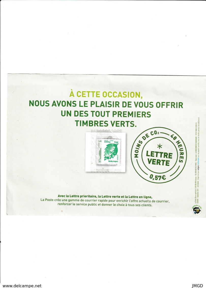 PLAQUETTE PROMO TIMBRE VERT - Autres & Non Classés