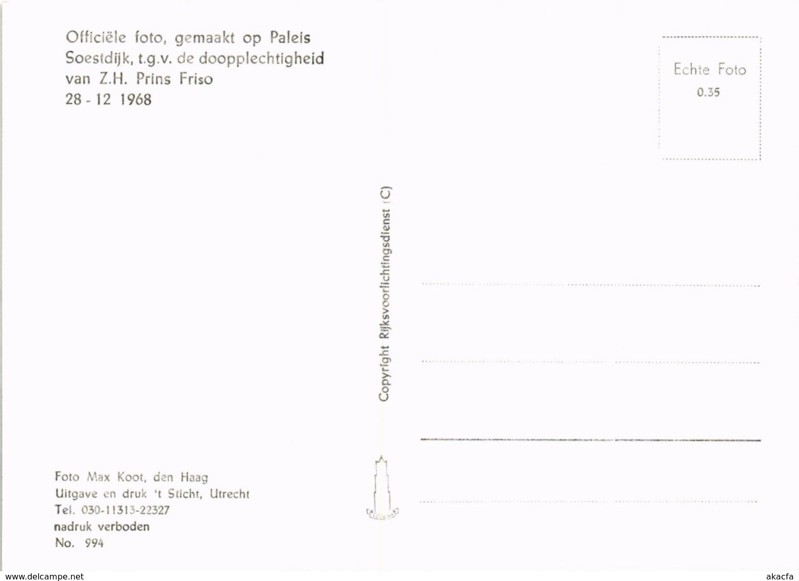 CPM De Doop Van ZKH Prins Johan Friso DUTCH ROYALTY (813728) - Familles Royales