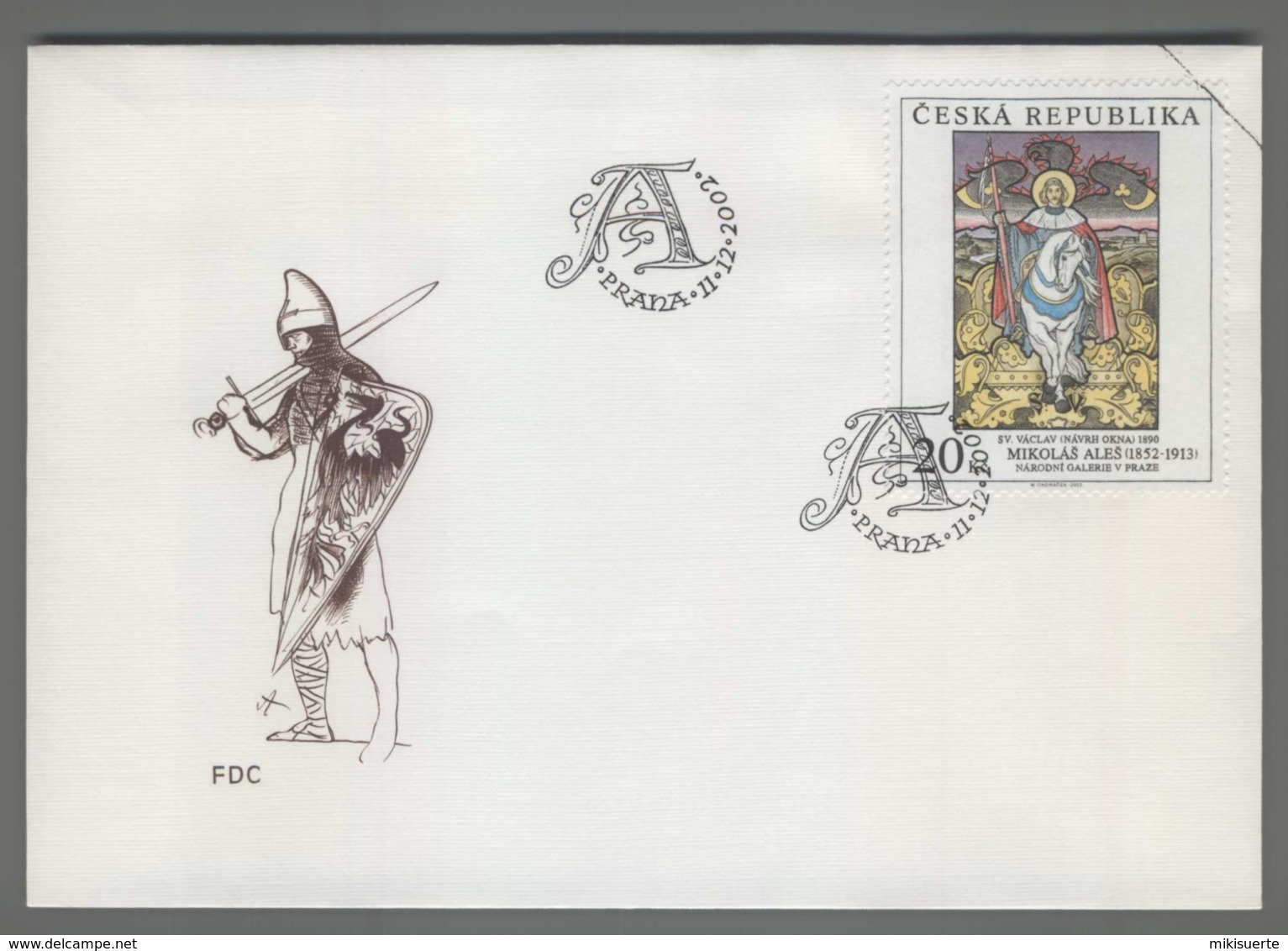 C3952 Ceska Republika FDC 2002 ARTE MIKOLAS ALES SV VACLAV 20 KC - FDC