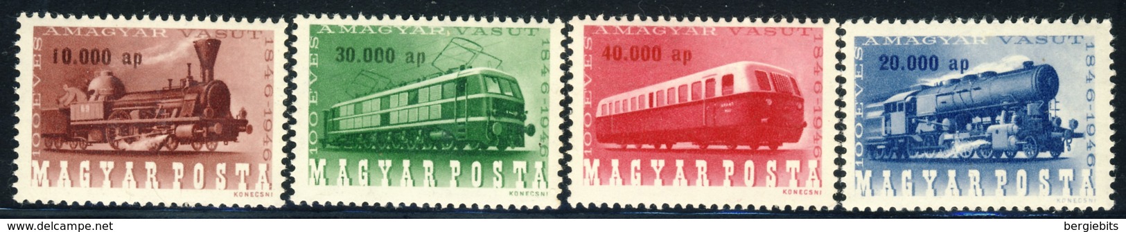 1946 Hungary MNH Complete Set Of 4 Stamps " TRAINS" Michel #  943-946 - Unused Stamps