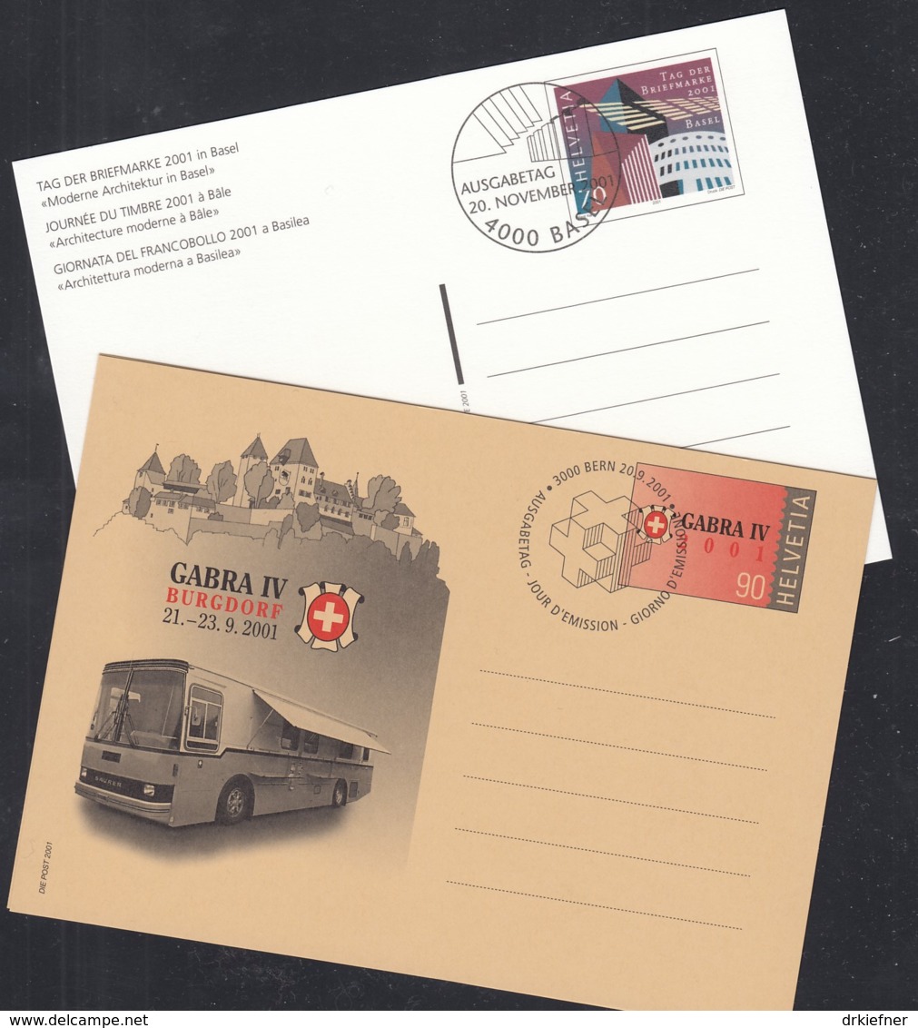 SCHWEIZ  P 285-286, Gestempelt, GABRA IV + Tag Der Briefmarke, 2001 - Enteros Postales