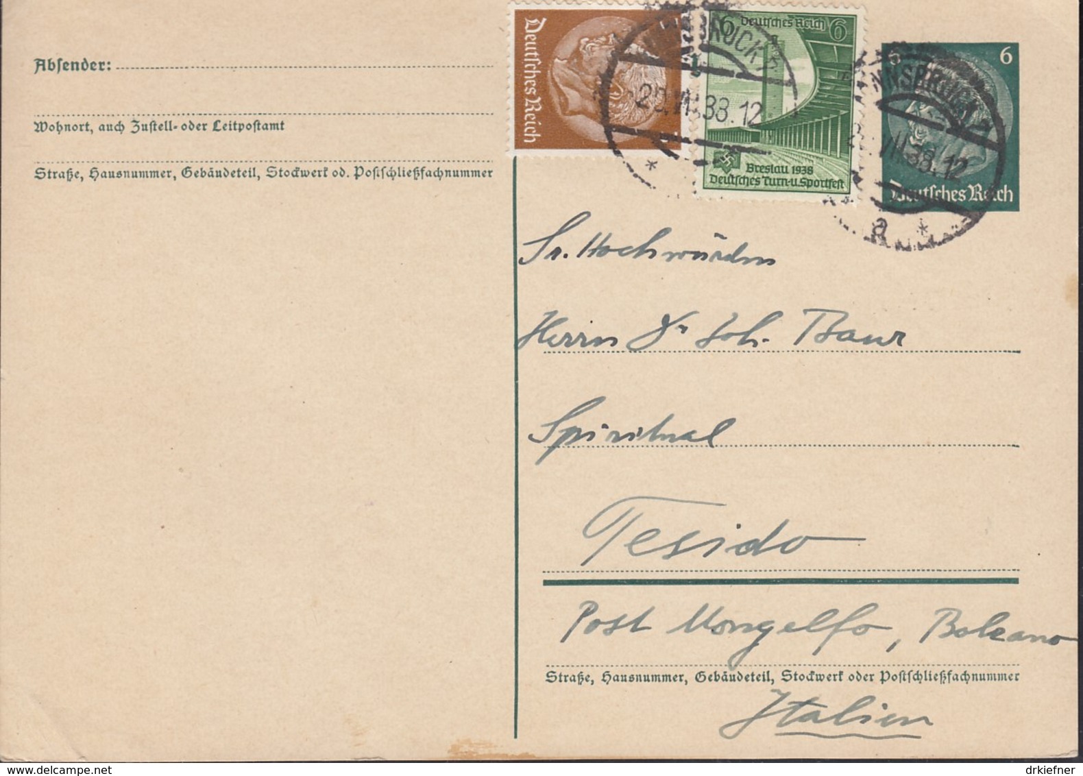 DR  666, 513 MiF, Auf PK, Gestempelt Innsbruck 20.VII 1938 - Briefe U. Dokumente