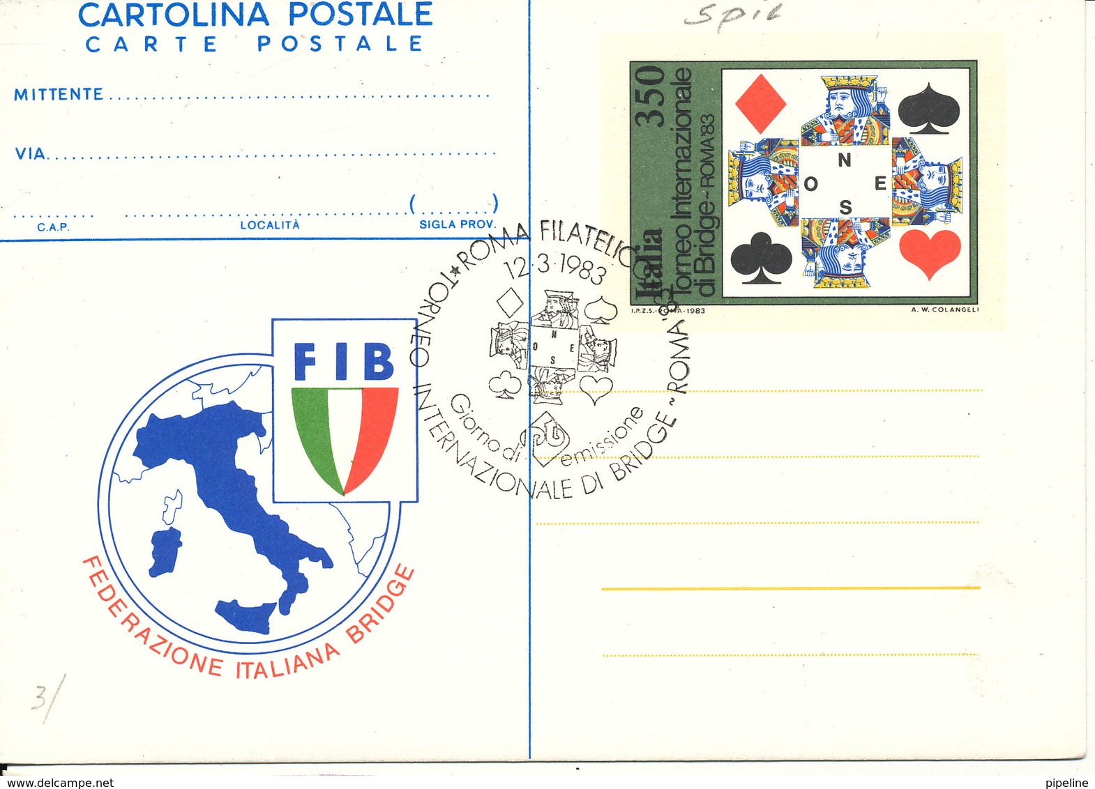 Italy Carte Postale Postal Stationery Internationale Bridge Roma 12-3-1983 - Stamped Stationery