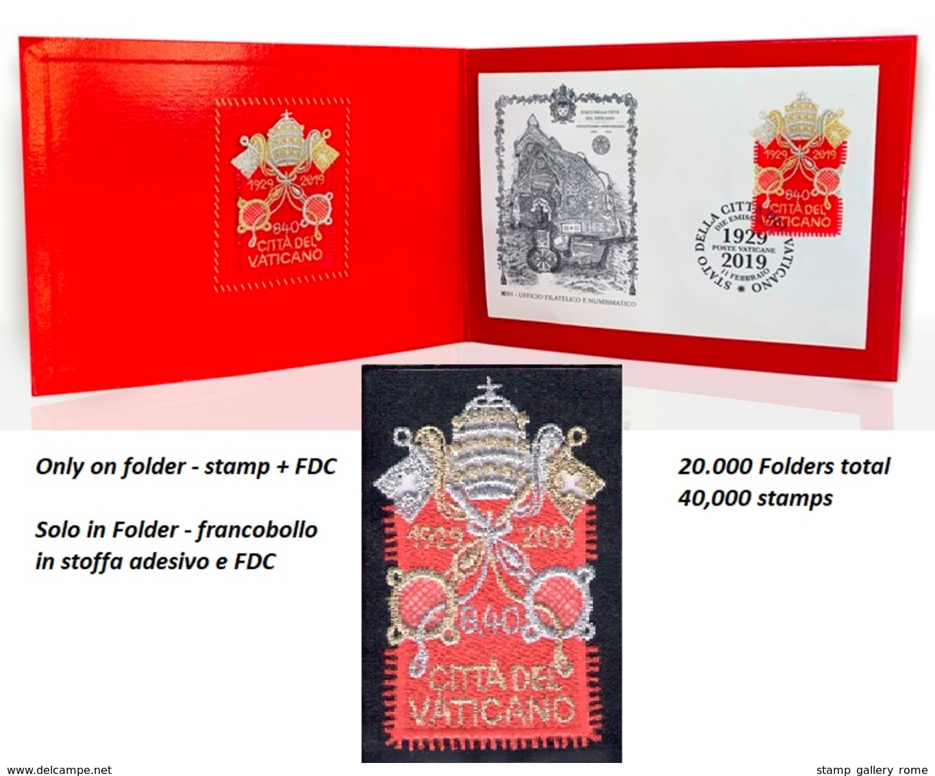 CITTA' DEL VATICANO -  2019 The 90th Anniversary Of The Vatican City State  11. Febbraio  - BASSA TIRATURA - INCLUSO FDC - Unused Stamps