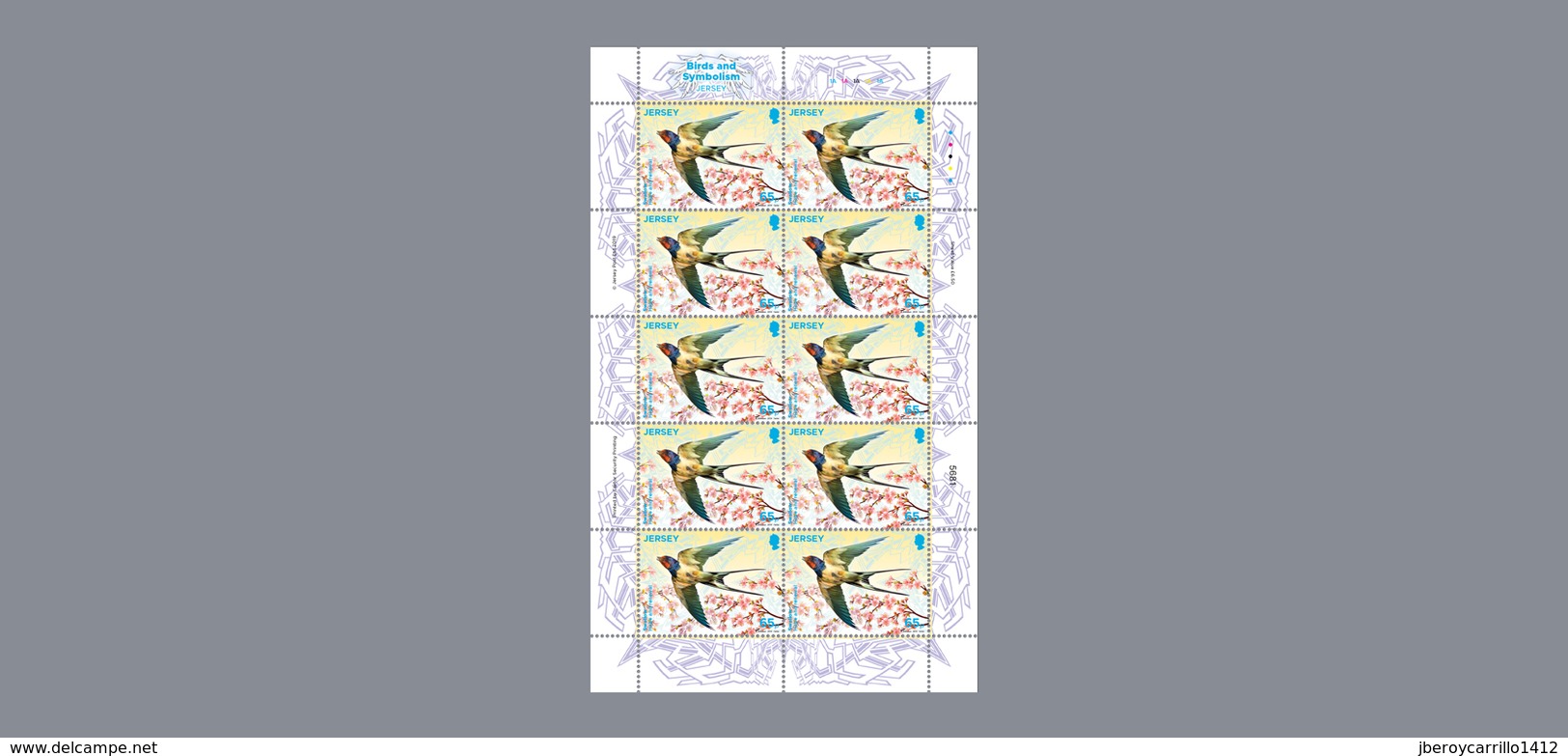 JERSEY - EUROPA 2019 - NATIONAL BIRDS & SYMBOLISH.- "AVES - BIRDS - VÖGEL - OISEAUX"-  SIX SHEETLET-SET Of 10 Stamps - 2019