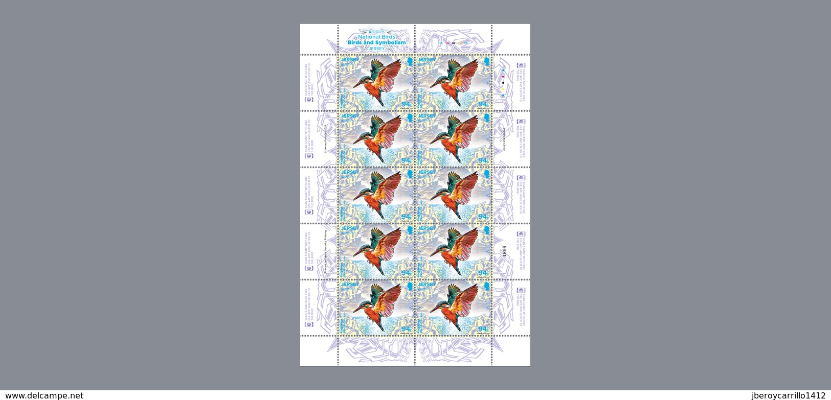 JERSEY - EUROPA 2019 - NATIONAL BIRDS & SYMBOLISH.- "AVES - BIRDS - VÖGEL - OISEAUX"-  SIX SHEETLET-SET of 10 Stamps