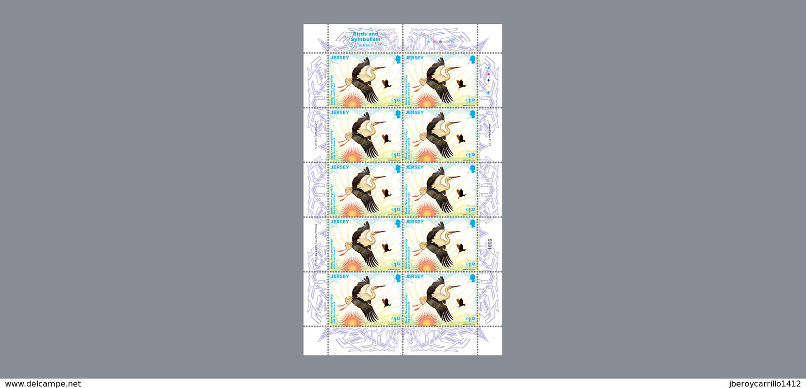 JERSEY - EUROPA 2019 - NATIONAL BIRDS & SYMBOLISH.- "AVES - BIRDS - VÖGEL - OISEAUX"-  SIX SHEETLET-SET of 10 Stamps