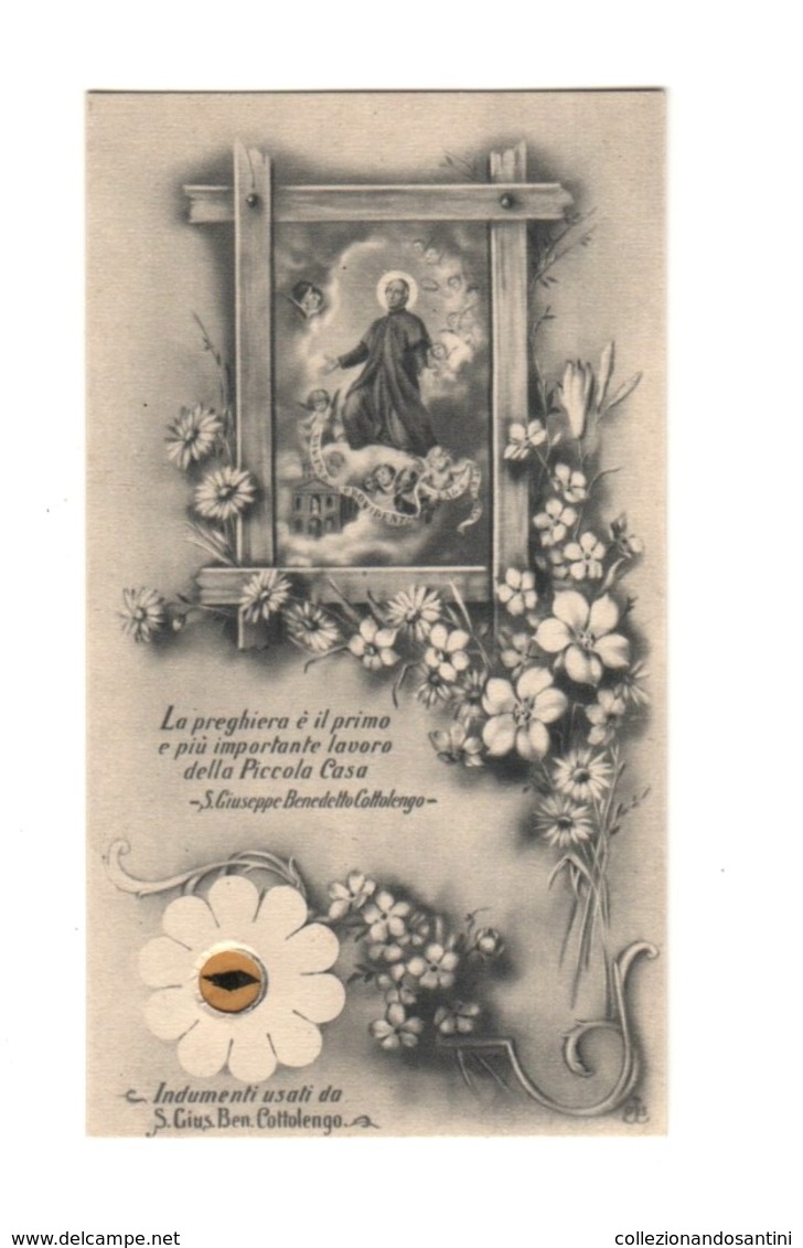 137 Santino Antico  San Giuseppe Benedetto Cottolengo Con Reliquia Ex Indumentis - Religion & Esotérisme