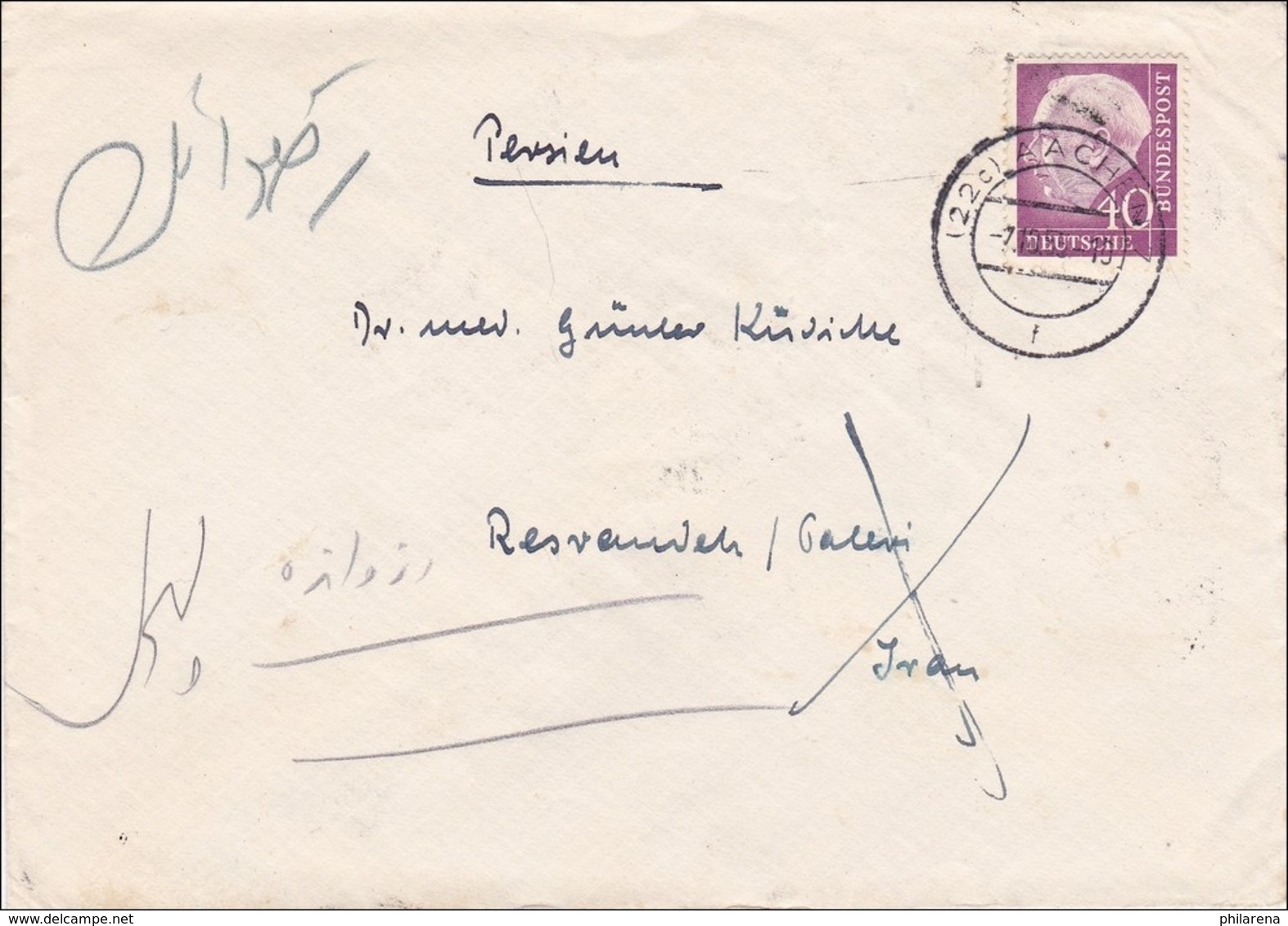 Brief Aus Aachen Nach Persien 1955 - Sonstige & Ohne Zuordnung