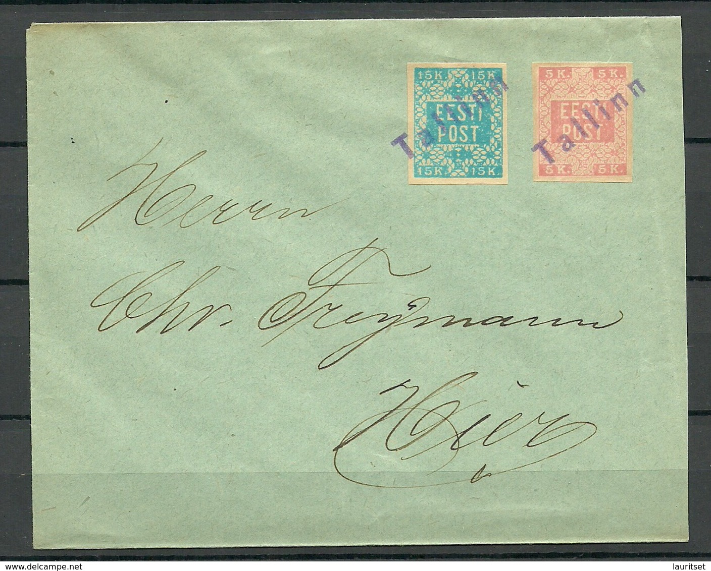 Estland Estonia 1919 Michel 1 & 2 Auf Dem Brief Provisional Line Cancel TALLINN - Estland