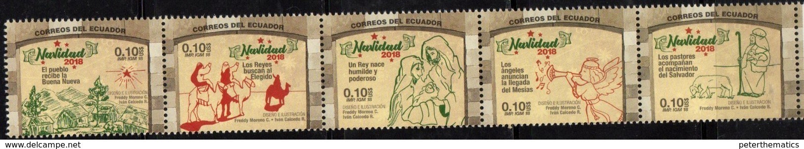 ECUADOR, 2018, MNH, CHRISTMAS, 5v - Natale