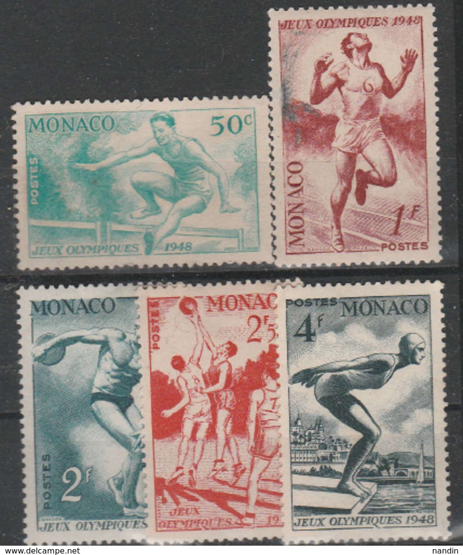 1948 LONDON OLYMPIC UNUSED STAMP SET FROM MONACO /SPORTS /(GUM DISTURBED) - Estate 1948: Londra