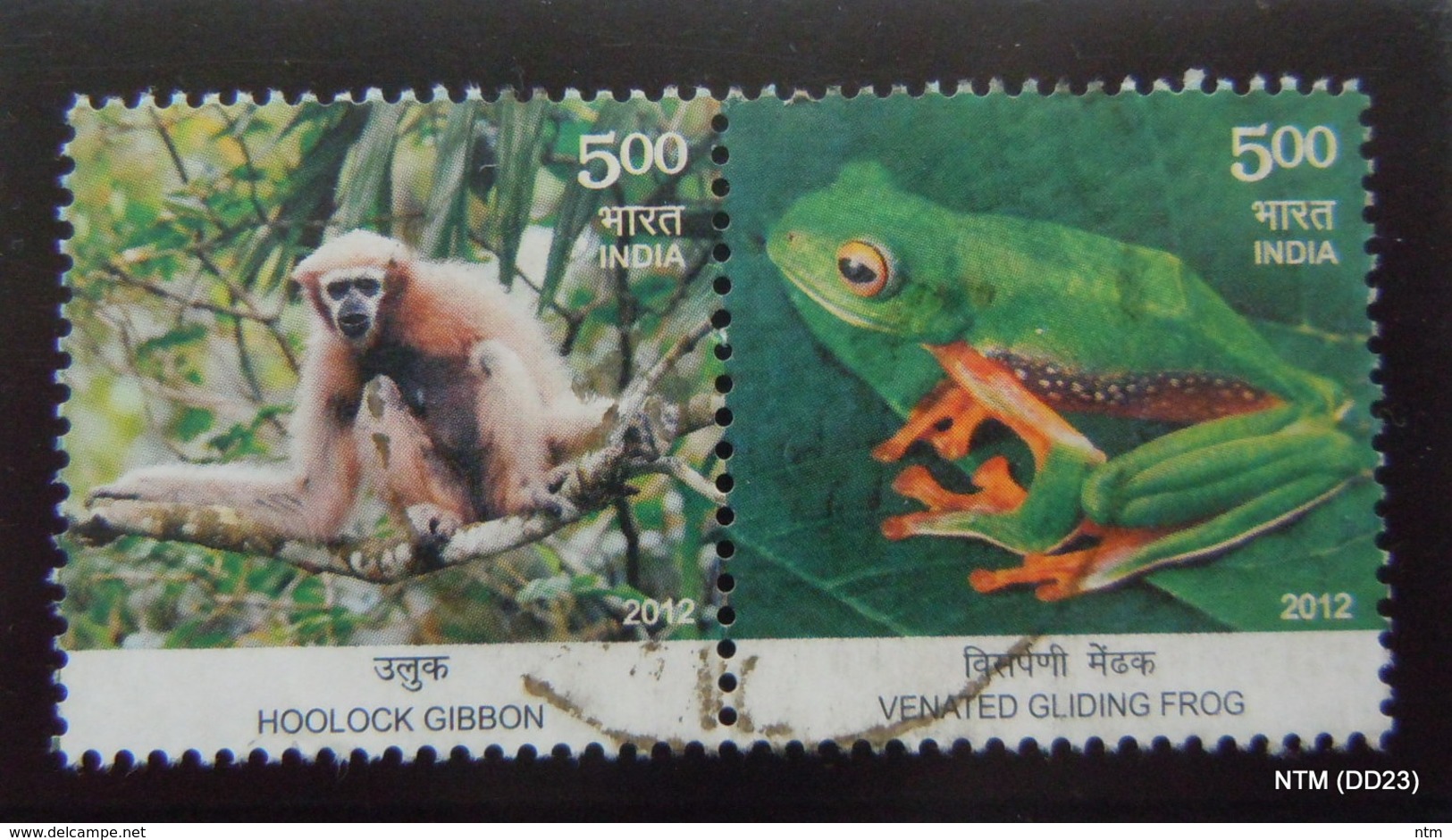 INDIA 2012. Hoolock Gibbon And Venated Gliding Frog, A Pair Of Stamps Of 5 Rupees Each. SG2893-94. Used. - Usados