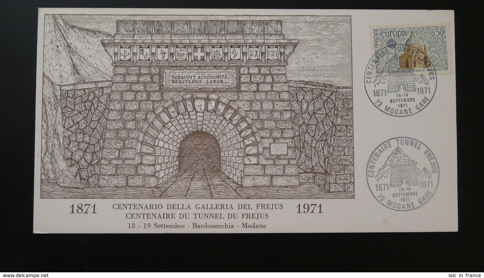 Carte Commemorative Card Tunnel Du Frejus Modane 73 Savoie 1971 - Storia Postale