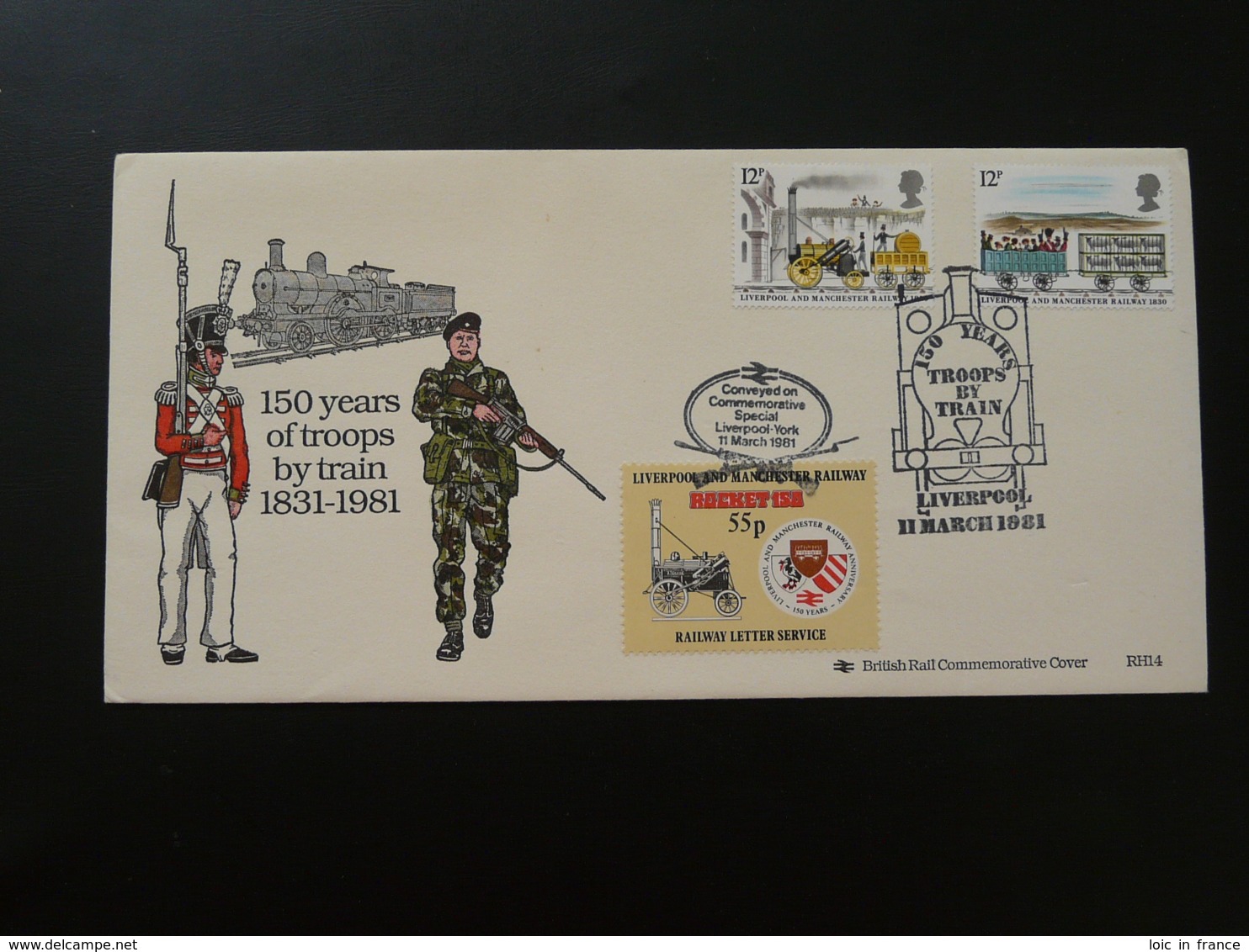 Lettre Cover Train Liverpool And Manchester Railway Letter 150 Years Of Troops By Train GB 1981 - Treinen