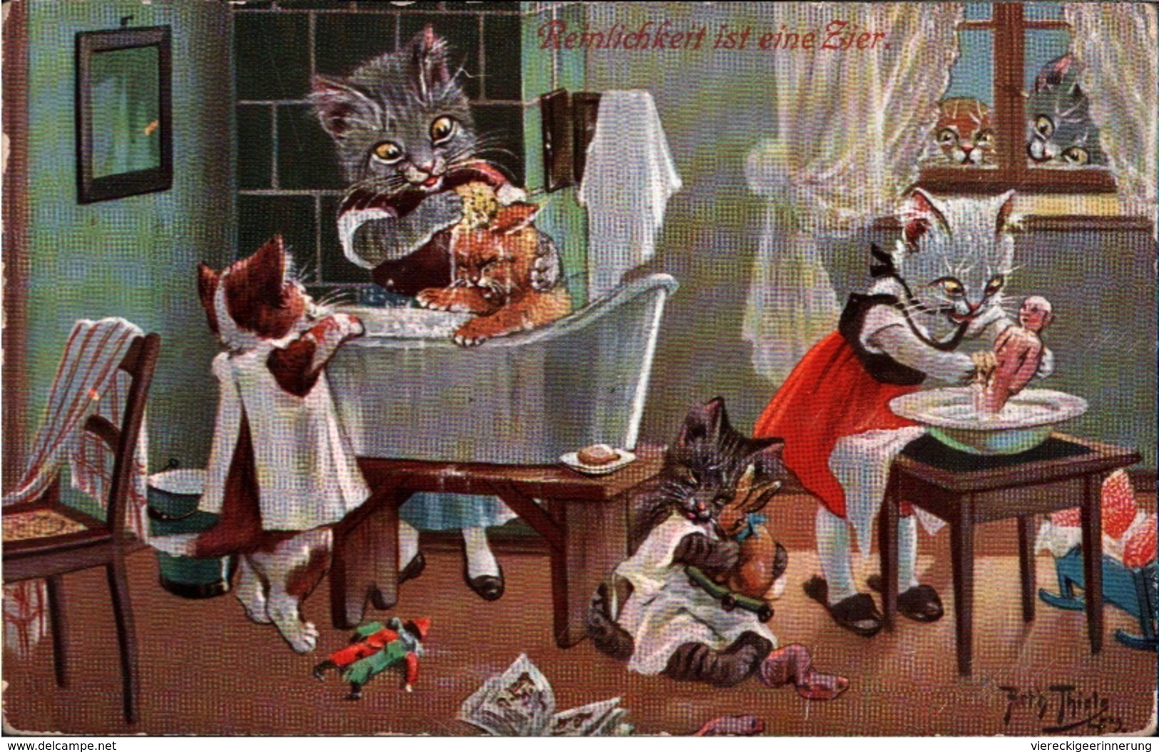 ! Künstlerkarte Arthur Thiele, Katzen, Cats, Chats, 1912 - Thiele, Arthur