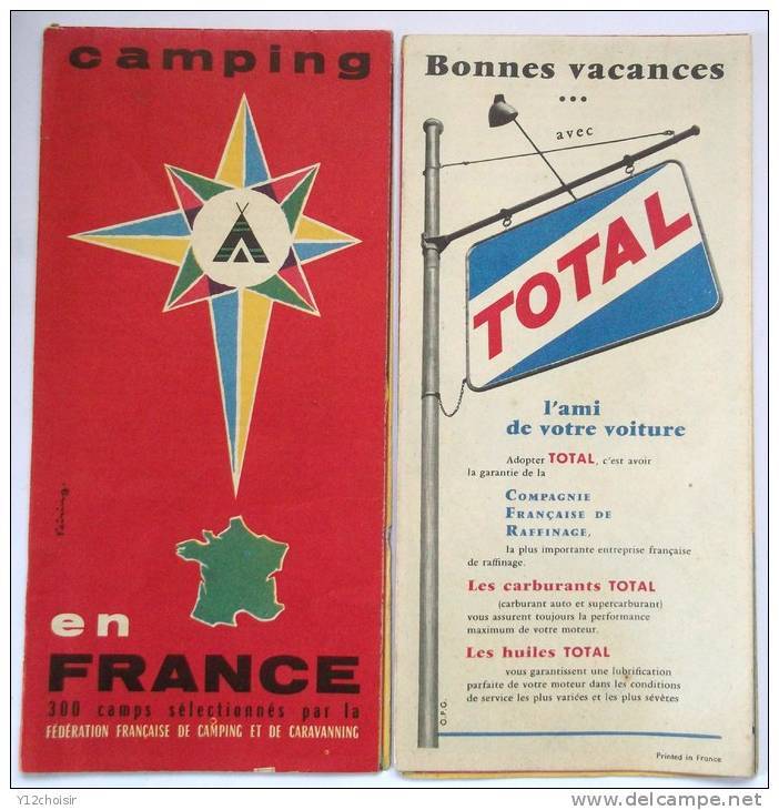 CARTE 1958 CAMPING EN FRANCE 300 CAMPINGS CAMPS FEDERATION FRANCAISE ET DE CARAVANING  PUB MAGGI NESCAFE LAIT SUCRE - Autres & Non Classés